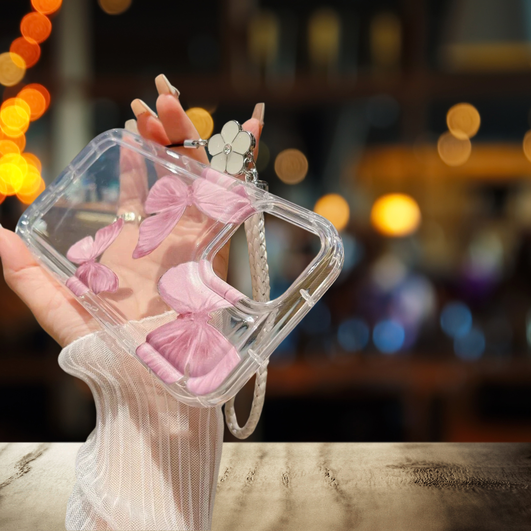 Transparent Pink Butterfly Phone Case
