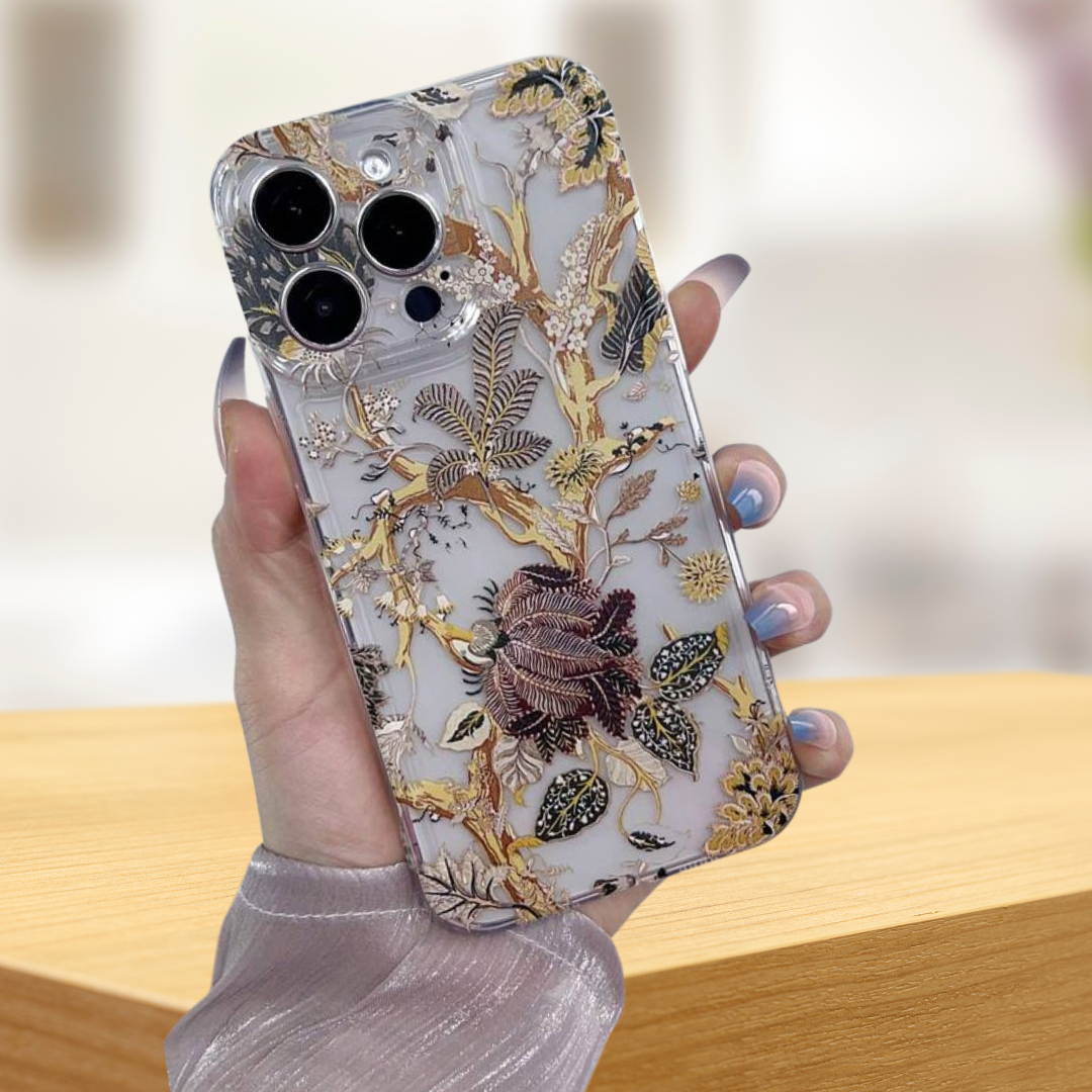 Luxury Golden Botanical Transparent Phone Case