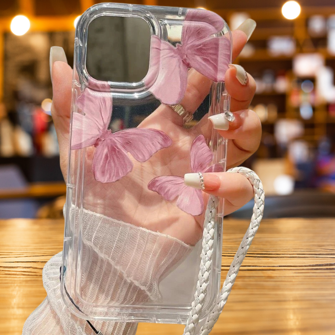 Transparent Pink Butterfly Phone Case